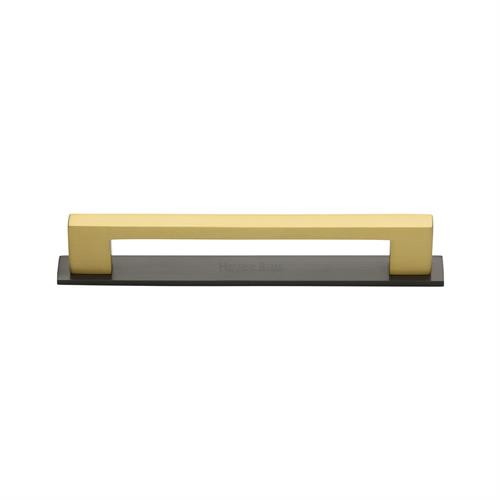 M Marcus Heritage Brass Metro Design Cabinet Pull with Plate 96mm Centre to Centre